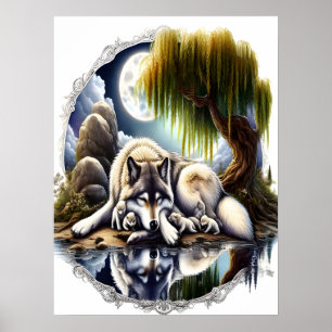 Affiche Lune Sérénité Un Loup Slumpteur 18x24