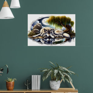 Affiche Lune Sérénité Un Loup Slumpteur 36x24