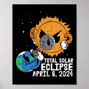 Affiche Lune Soleil Total Éclipse Solaire 8 avril 2024 Tot