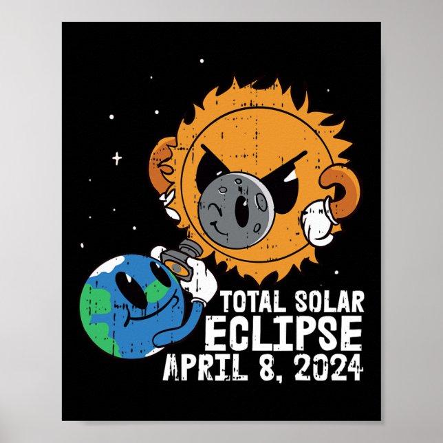 Affiche Lune Soleil Total Éclipse Solaire 8 avril 2024 Tot (Devant)