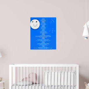 Affiche Lune souriante étoiles poème pour enfants Grand