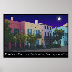 Affiche Lune sur la ligne arc-en-ciel