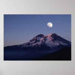 Affiche Lune sur le Mont Rainier