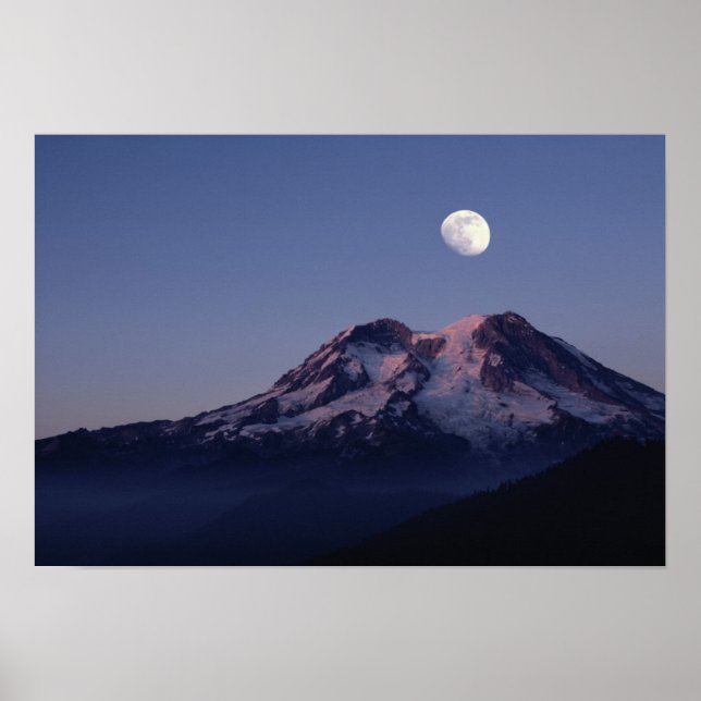 Affiche Lune sur le Mont Rainier (Devant)