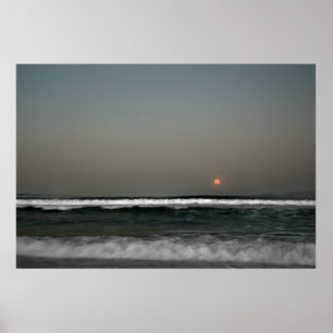 Affiche Lune sur les vagues