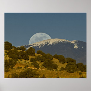Affiche Lune surplombant les monts Sangre de Cristo,