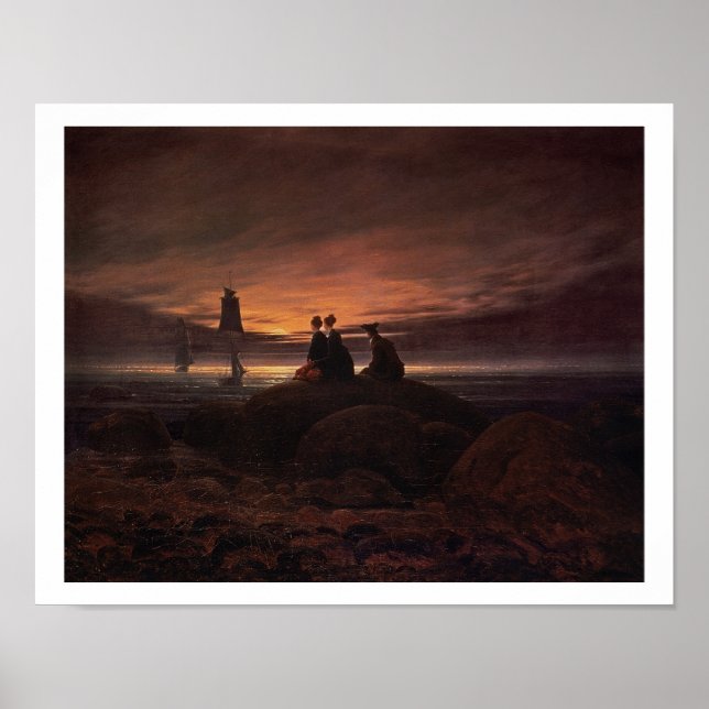 Affiche Lune survolant la mer, 1822 (huile sur toile) (Devant)