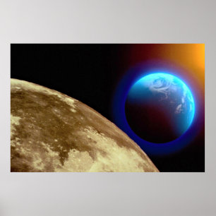 Affiche Lune, terre et soleil