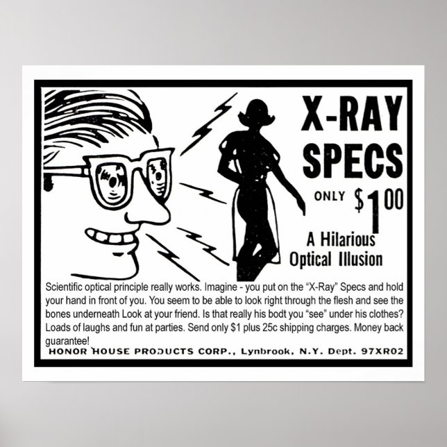 Affiche Lunettes à rayons X, illustration de dessin animé  (Devant)