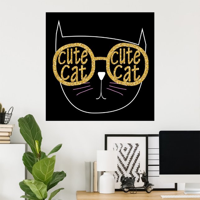 Affiche Lunettes de chat Graphic Parties scintillant or Ki (Créateur téléchargé)
