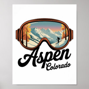 Affiche Lunettes de ski Aspen Colorado - Souvenir de ski r