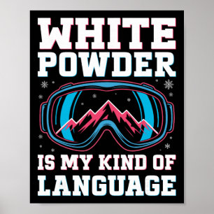 Affiche Lunettes de ski rétro Snowboard Blanc Powder est m