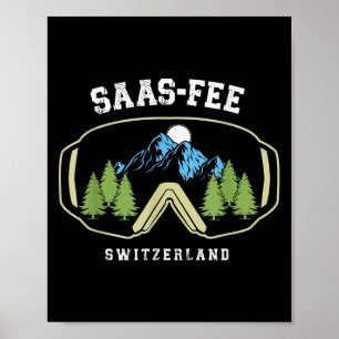 Affiche Lunettes de ski Saas-fee Station suisse Alpes suis