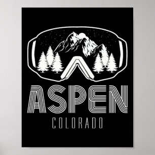 Affiche Lunettes de ski snowboard Aspen Colorado Montagne