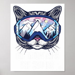 Affiche Lunettes de Ski Snowboard Drôles Les Meowtains App