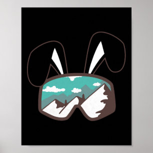 Affiche Lunettes de ski snowboard oreilles de lapin cadeau