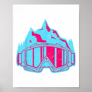 Affiche Lunettes de Ski Snowboard Rétro Vintage 80s 90s Sk