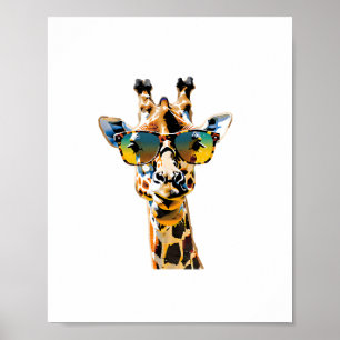Affiche lunettes de soleil animal girafe avec lunettes de