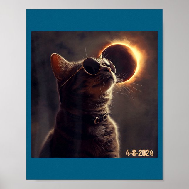 Affiche Lunettes de soleil de chat drôle Éclipse solaire t (Devant)