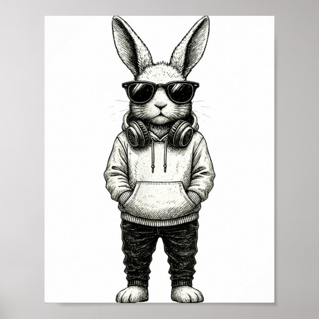 Affiche Lunettes de soleil de Pâques lapin Jour de Pâques  (Devant)