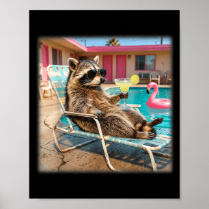 Affiche Lunettes de soleil de raton laveur cool margarita