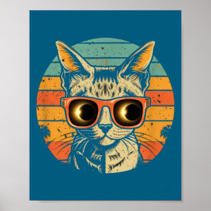 Affiche Lunettes de soleil drôles de chat pour éclipse sol