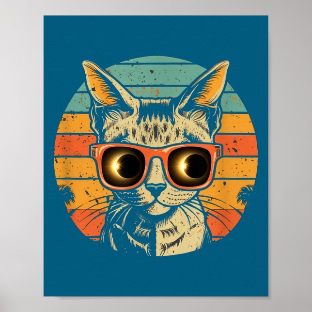 Affiche Lunettes de soleil drôles de chat pour éclipse sol (Devant)