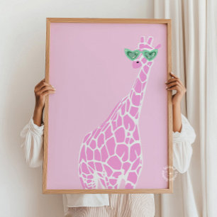 Affiche Lunettes de soleil en Giraffe rose Art mur - Poste