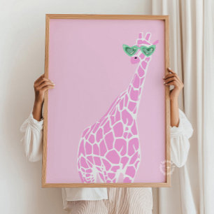 Affiche Lunettes de soleil en Giraffe rose Art mur - Poste