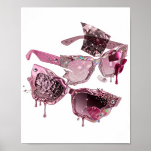 Affiche Lunettes de soleil en verre brisé argenté Cool Des