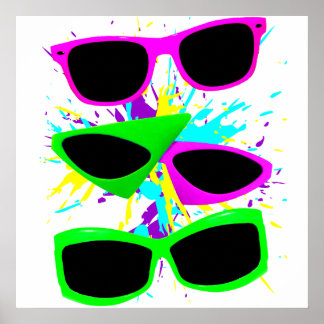 Affiche Lunettes de soleil néon vintage Corey Tiger 80s éc