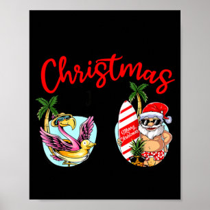 Affiche Lunettes de soleil Noël en juillet santa flamant r