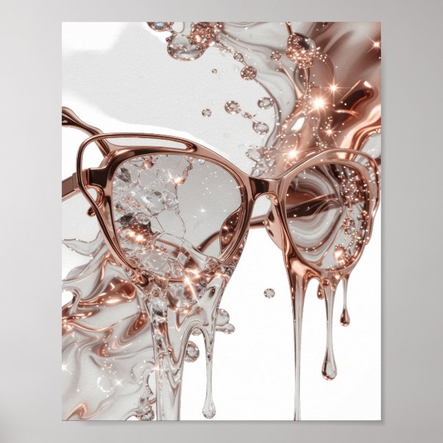 AFFICHE LUNETTES DE SOLEIL OR ROSE AVEC ÉCLABOUSSURES D'EA (Devant)