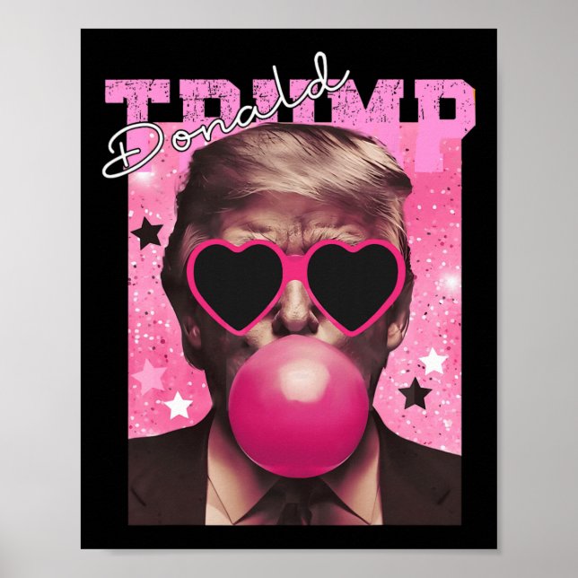 Affiche Lunettes de soleil roses bubble gum de Donald Trum (Devant)