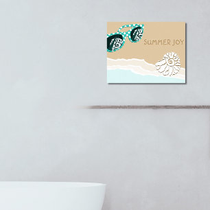 Affiche Lunettes de soleil turquoise Coquillage dans la sa