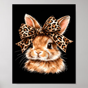 Affiche lunettes de visage de lapin drôle bandana léopard