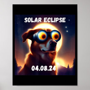 Affiche Lunettes d'éclipse solaire totale de chien drôle