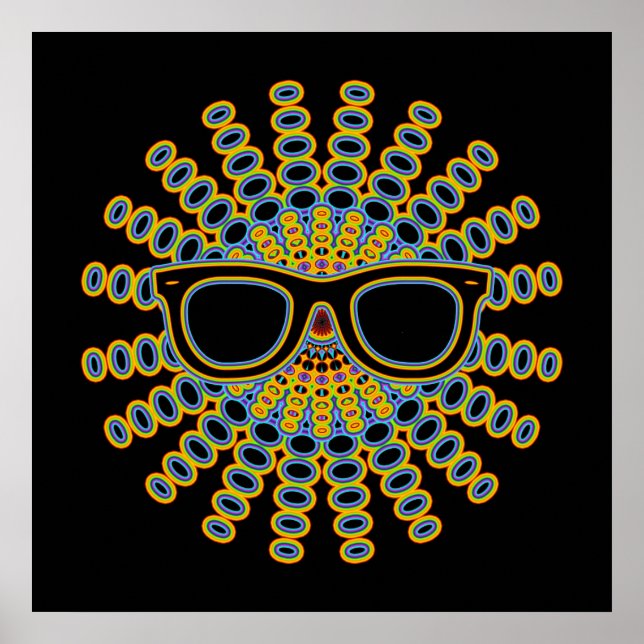 Affiche Lunettes Nerd ensoleillées + votre backgr. & idées (Devant)