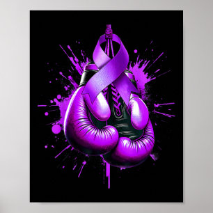 Affiche Lupus Boxe Gant Purple Ribbon Sensibilisation Lutt