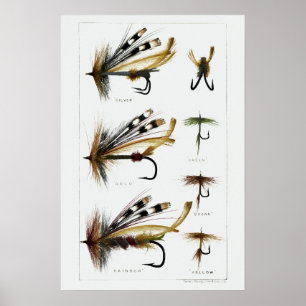 Affiche Lures de pêche vintage à la mouche