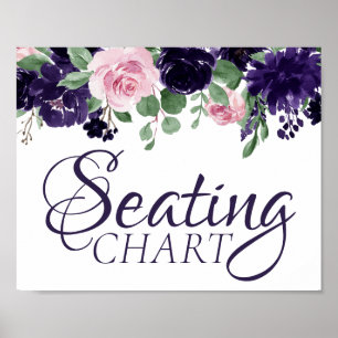 Affiche Lush Blossoms   Purple and Pink Seating Chart Sign