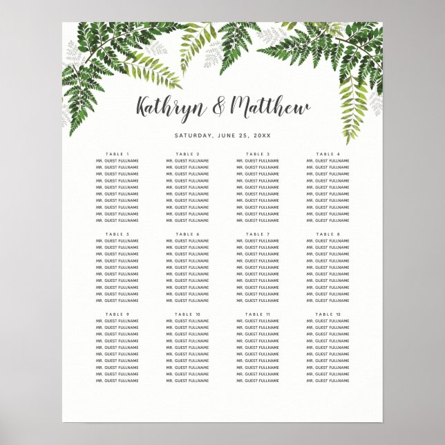 Affiche Lush Fern Tropical Botanical Wedding Suite (Devant)