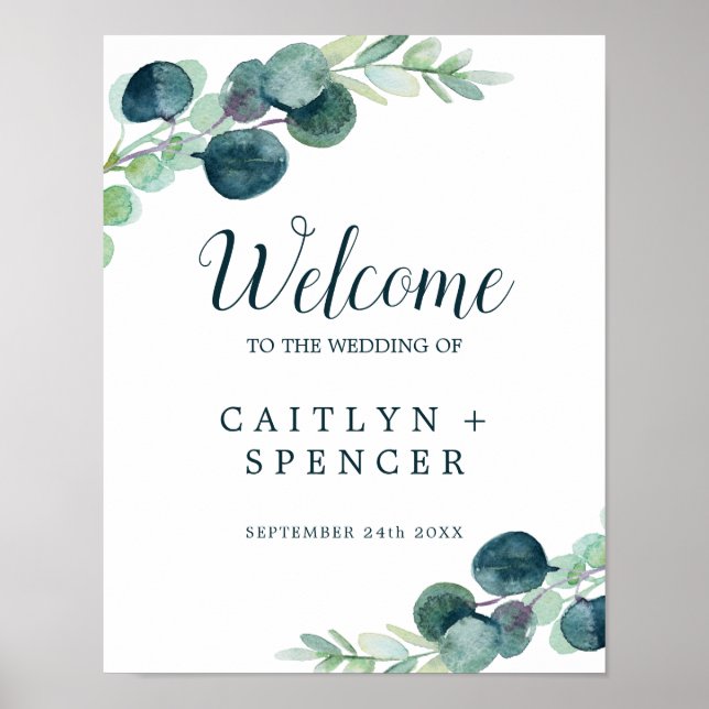 Affiche Lush Greenery & Eucalyptus Welcome Wedding (Devant)
