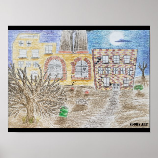 Affiche L'usine cassée de machines condamnées (Devant)