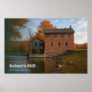 Affiche L'usine Ketners Mill comté Marion AI Art