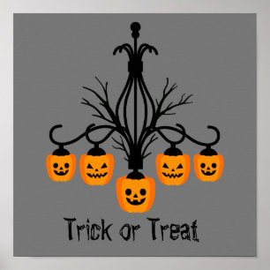 Affiche Lustre citrouille d'Halloween