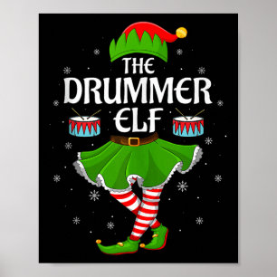 Affiche Lutin batteur de Noël Famille Filles Femmes Lutin