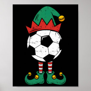 Affiche Lutin de football Noël drôle de Noël Lutin amateur