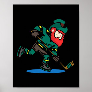 Affiche Lutin de hockey sur glace drôle de la Saint-Patric