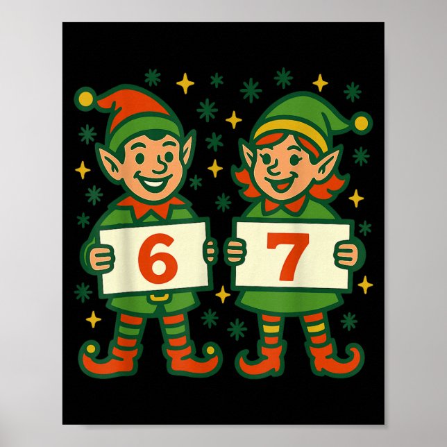 Affiche Lutin de Noël 6 7 Mème Drôle de fêtes Elfes Gen Al (Devant)